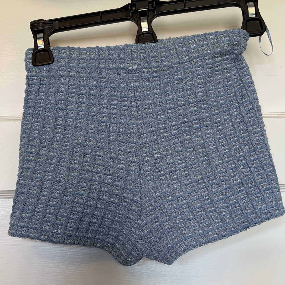 Zara Light Blue High-Waist Knit Shorts Size XS